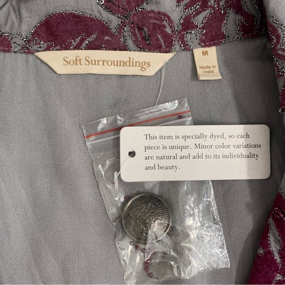 Soft Surroundings Granduer Jacket Womens Medium Gray Purple Embroidered Boho NWT - Picture 13 of 14